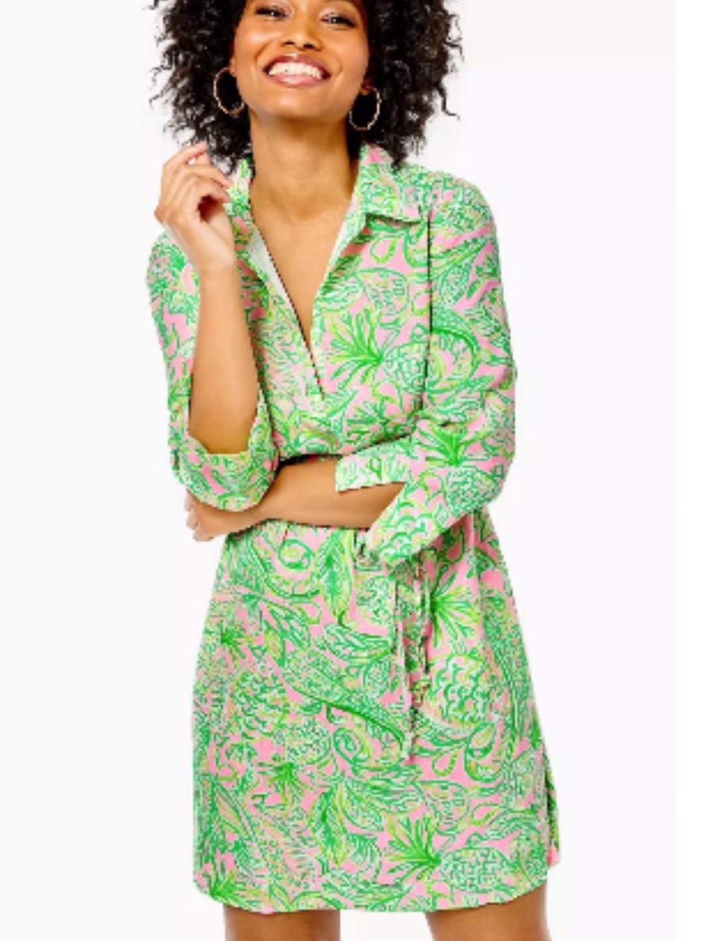 Lilly Pulitzer Pilar Tunic Linen Dress Mandevilla Baby Fins and Flippers Sz XS